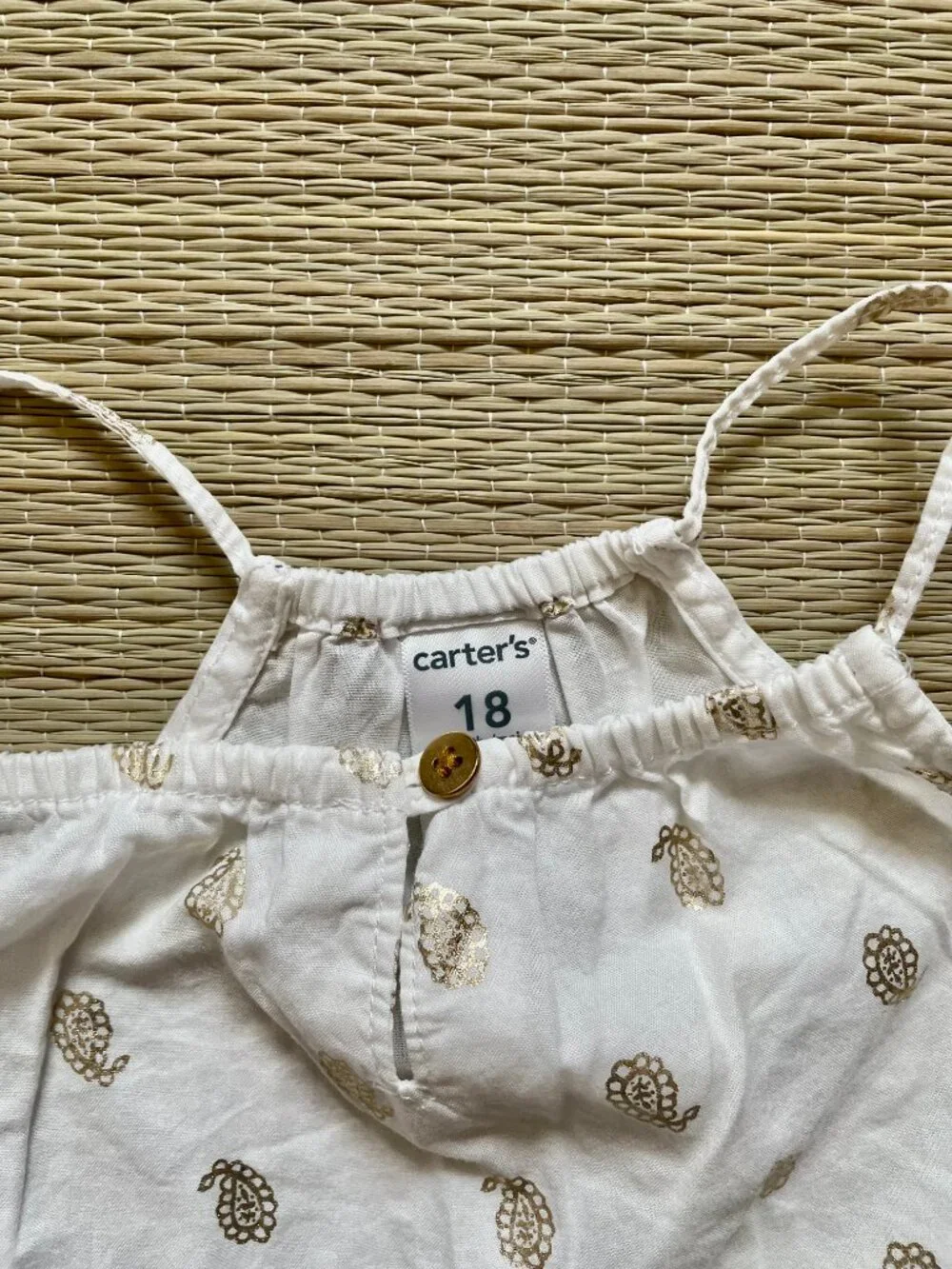Carter's Summer Dress For 18 months Toddler with gold print design